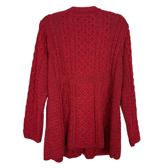 Shannon Woolen Mills Cardigan Sweater Red Button Front Fisherman Cable XL - Picture 5 of 5